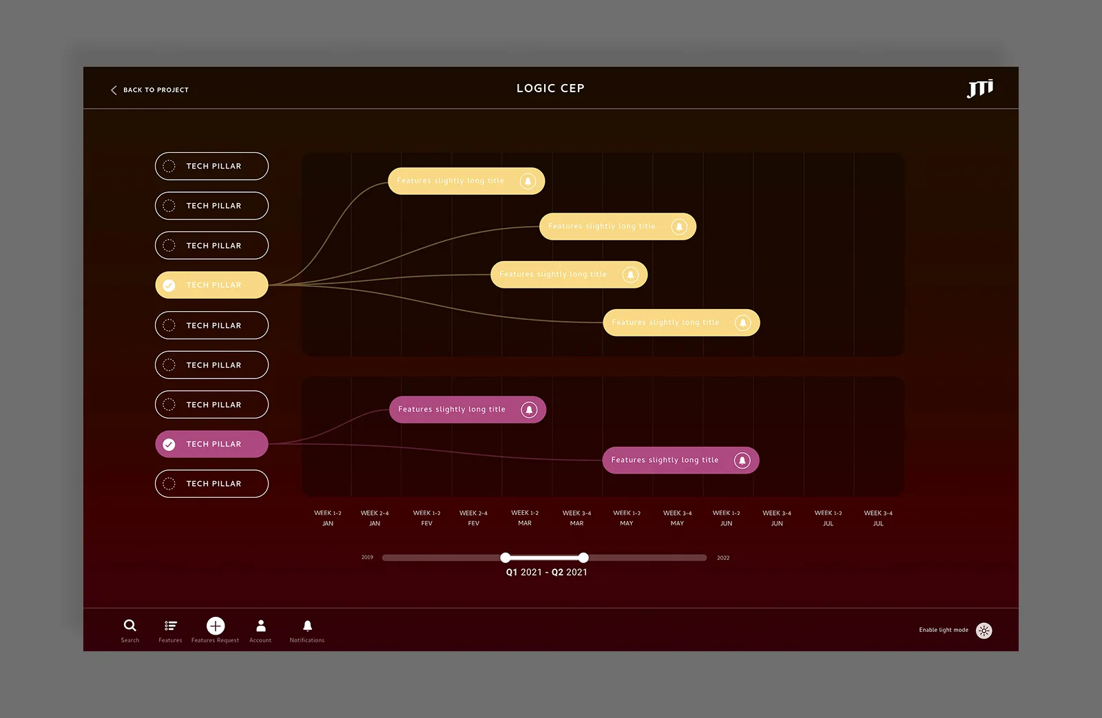 UI — feature detail dark